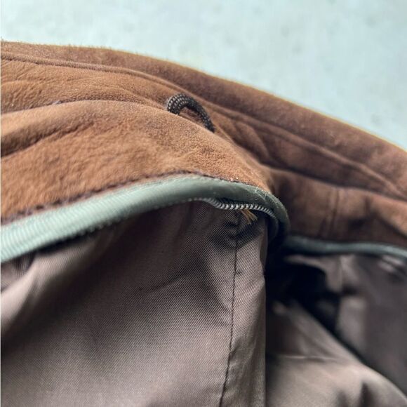 VINTAGE 70s McGregor Coat Whiskey Brown Suede Leather Bomber Barn Jacket | Sz 44 - Picture 10 of 14